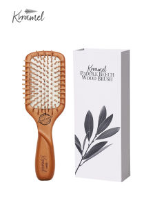 KRRAMEL Anti-Static Natural Elm Wood Comb Puff Air Cushion Scalp Massage Comb Practical Gift Box for Girls Hair Care Tool
