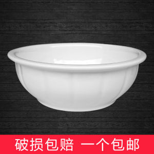 ชามซุปกระดูกไก่สไตล์ญี่ปุ่นสีขาวบริสุทธิ์แบบเรียบง่ายสำหรับร้านอาหารและโรงแรม ชามกระดูกไก่ลายดอกกุหลาบขนาดใหญ่สำหรับผัดกระดูกไก่