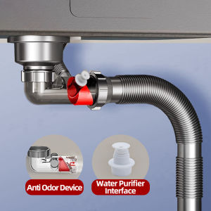 Flexible Drainage Tube Kitchen Sink Drain Pipe Set Deodorant Bathroom Sink Hose Drain Pipe Fittings Sink Single Sewer Pipe For Kitchen