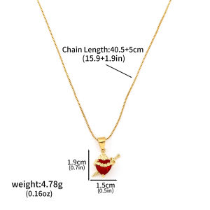 Romantic Love Heart Zircon Cupid Eros Heart-piercing Pendant Necklace for Women Red Heart of Thorns Girl Choker Couple Necklace