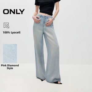 ONLY | Hot-fix Crystals High-waisted Straight Cut Jeans