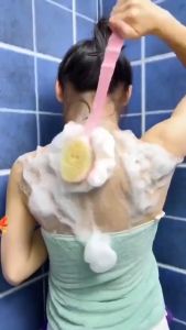 CEPAT Sikat Mandi Gosok badan dan Punggung / Bath Brush Back Rubbing with Shower Puff TREESMILE / Pembersih penghilang daki