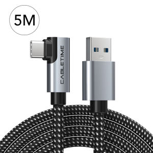 Cabletimes | CABLETIME 90 Degree VR Cable USB3.0 Data Connector for Oculus Quest 2 Samsung Huawei Xiaomi VR Glasses High-Speed 3A 5Gbps