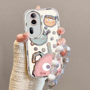 Cute Cartoon Coal Ball Phone Case for OPPO Reno11 Reno12/13 pro Womens New Style K9 High-End Feeling Find X8 Lanyard Bracelet X7 Full Cover Anti-Fall Protective Case
