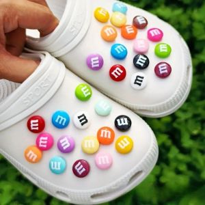 15/30Pcs Kids Sandal Shoe Charms Funny Letter M Bean Chocolate Candy Pins Small Decorative Accessories for Slippers DIY Parts
