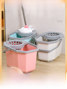 Thick Wide Plastic Squeegee Bucket with Wheel Home Use Mopping Bucket Single Barrel Handheld Drainage Bucket for Cleaning