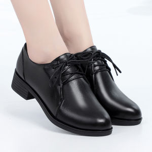 GESHIFAN | Comfortable Round Toe Soft Sole Leather Shoes for Middle-aged Women