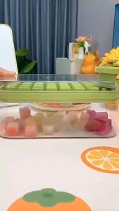 32 Grid Silicone Ice Cube Tray Mould with Lid Shovel Storage Box Remove with One Click Ice Maker DIY