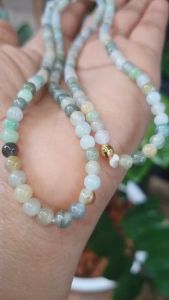 J346 ปะคำหยกพม่า เจไดต์ Type A หยกสลับสีขาว เขียว เหลือง ม่วง เทาดำ