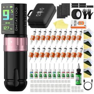 DM Venom ไร้สายสักชุดปรับจังหวะ 2.4-4.2 มม.2300mAh หน้าจอสีที่มีประสิทธิภาพแบตเตอรี่สีส้มเข็ม InkCup