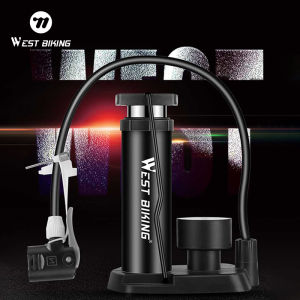West Biking | WEST BIKING Portable Lightweight High Pressure 120PSI Foot Activated Bike Pump Bicycle Inflator For Bike Ball Cycling Emergency