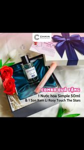 Combo Hộp quà tặng - hộp 1 nước hoa SIMPLE 50ML 1 SON KEM LÌ ROSY STAR - CHAVA