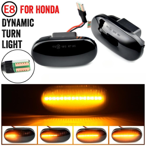 2Pcs Smoke Clear Lens LED Dynamic Flowing Fender Side Marker Ligth Turn Signal Lamp Amber Yellow Sequential Blinker Indicator For Honda Accord G8 2008-2012 Civic FD FB G9 2009-2015