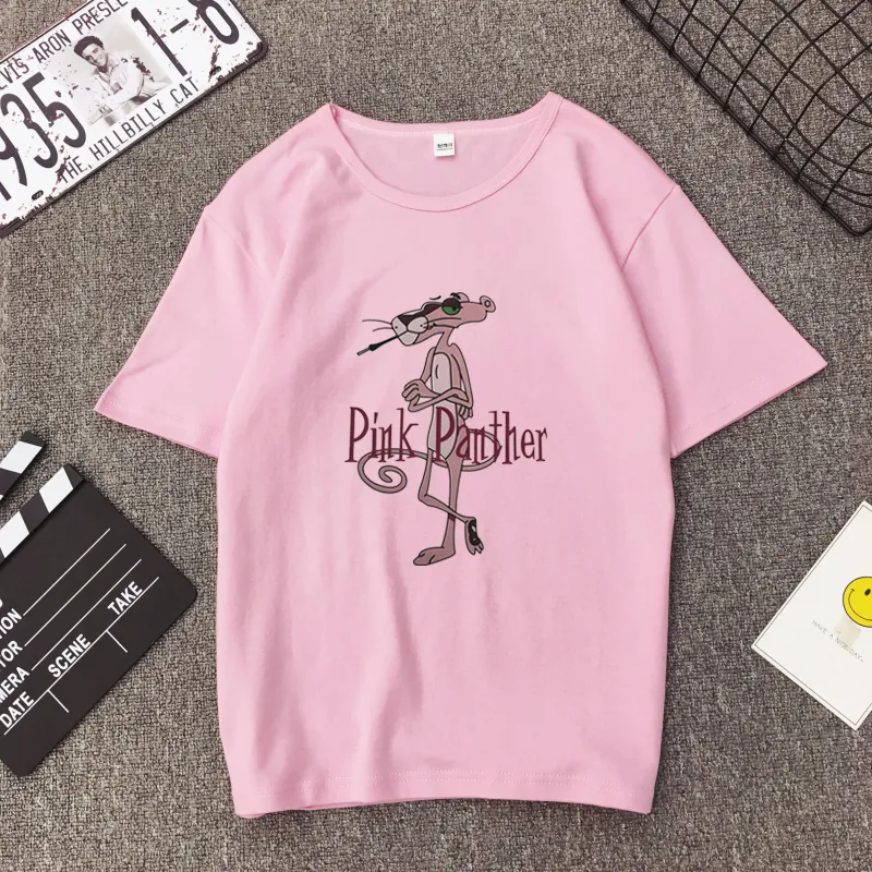 strapless open back dress WOMEN JUST CHILL PINK PANTHER PRINTED T-SHIRT PINK