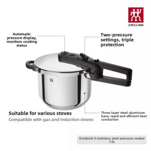 ZWILLING | Adjustable Gas Compatible Stainless Steel Pressure Cooker 6L