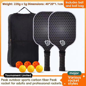 Carbon fiber rackets for sports events Pickleball Set(2 rackets + 1 pocket + 4 balls) Pickle Ball Raquette Lightweight Polymer Non-Slip Grip