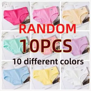 10Pc/Lot Young Girls Underwear Cotton Teenager Panties Candy Color Underwear Simple Panties 35-45KG