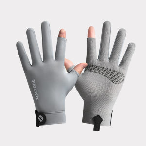 1 Pairs Man Ice Silk Fishing Gloves Summer Outdoor Anti-uv Sunscreen Gloves Touch Screen Riding Driving Gloves Fitness Gloves