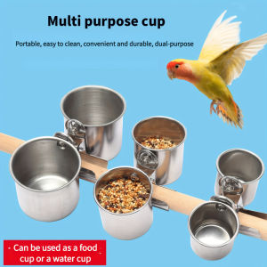 1Bird Supplies Feeder-Clip Cup for Holding Feed and Water Babblers Bird Feeder Cup Parrot Feeder Canister Food Dispenser