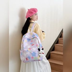 สไตล์เกาหลีใหม่ กระเป๋าเป้สะพายหลังนักเรียน ความจุสูง หลายช่อง น้ำหนักเบา สำหรับผู้หญิง