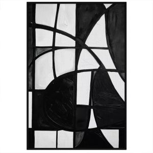 Tranh nghệ thuật trừu tượng trắng đen phong cách đơn giản. Tranh treo tường dán tường trang trí nội thất.CGI-1020