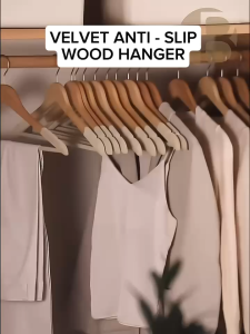 Premium Velvet Anti-Slip Solid Wood Hangers Households