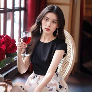 ชุดเดรสกระโปรงทรงเอเอวสูงสไตล์สตรีทสำหรับผู้หญิงไซส์ใหญ่ ฤดูร้อน 2025 ชุดเดรสทำงานคอตตอนแขนสั้นลายดอกไม้