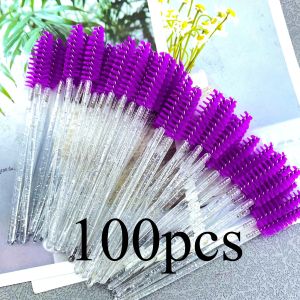 100 ชิ้นแปรงแต่งหน้าทิ้งคริสตัลแปรงคิ้ว Diamond Handle มาสคาร่า Applicator Eye Lashes Eyelash Extension เครื่องมือ