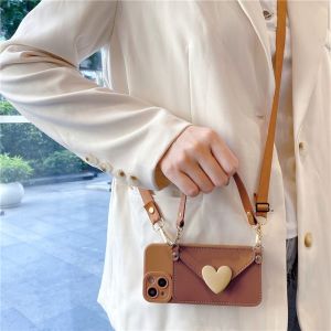 Creative Heart Shaped Coin Purse Womens Crossbody Bag Protective Hanging Rope  16 17Pro Max Compatible Casual Style