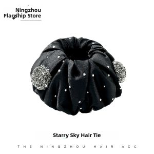 NING ZHOU | Lazy Bun Maker Hair Clip Water Drill Black Female Rear Hairstyle