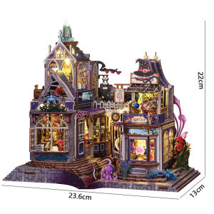 Zuuton 3D European Street View DIY Book Nook Kit Wooden Miniature Bookend with LED Light Easy Assembly Craft Gift Home Decoratio