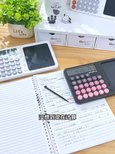2in1 Calculator with Writing Tablet Large LCD Display 12-Digit Scientific Calculators With Stylus Portable Real-person Voice Math Calculator