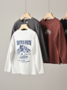 Cotton Fleece Base Layer Shirt Cartoon Print Long Sleeve Spring Autumn Childrens T-Shirt Teenage Youth Top Breathable Skin-Friendly