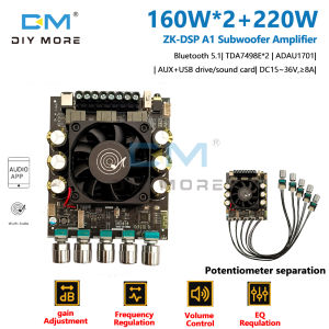 diymore Zk-dsp A1 2.1 Channel 160w+160w+220w Subwoofer Amplifier High-performance Independent Dsp Chip Adau1701 Three Dsp Adjustment Modes Digital Amplifier Board