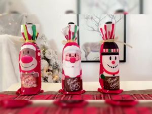 Wine Bottle Cover Festival Supplies New Year Christmas Decorations Plaid Fabric Home Decor Gift Bags
