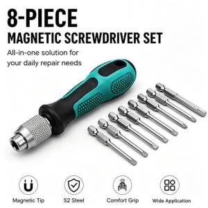 Bộ 9 Bộ Tua Vít Đầu Có Thể Thay Thế Có Rãnh Phillips Từ Tính Thép Chrome-Vanadi Sửa Chữa Tại Nhà Bộ Dụng Cụ Cầm Tay Với Tay Cầm Chống Trượt