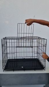 Collapsible Dog Crate Cage with Tray - Foldable Double Door Durable Metal Construction Sizes Medium Large XL XXL