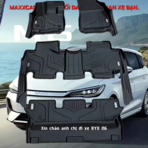BYD M6 24+: Thảm lót sàn MAXXCAR nhựa TPE NGUYÊN SINH đúc 5D tràn viền cho xe điện BYD M6 20242025+.