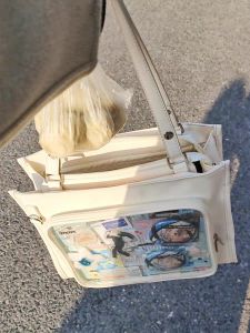 Japanese Style Large Capacity Totes Special-Interest Design Minimalist Transparent Cartoon Backpack Student Class Commuters All-Matching Shoulder Bag Female