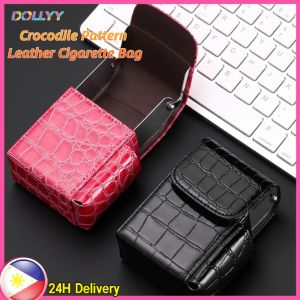 [🇵🇭 24h Delivery] Dollyy 20pcs PU Leather Cigarette Case Retro Stone Crocodile Pattern Card Case With Flip Design Men Women Wear Waist Belts Cigarette Packs
