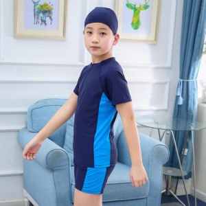 Childrens Swimming Suit Boys plus Size Teenagers Two-Piece Swimsuit Sunscreen Set Comfortable Nylon Material Surfing Style