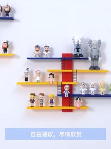 【Gods House】5 Layers Blind Box Wall Hanging Rack for Pop-Mart Doll Storage Display Rack Colorful Stepped Ladder Type Action Figure Organizer