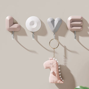 4PCS/Pack Love Letters Shape Hooks Self-adhesive Storage Hooks for Hanging Key Hats Clothes Towel Wall Decor Home Organizers