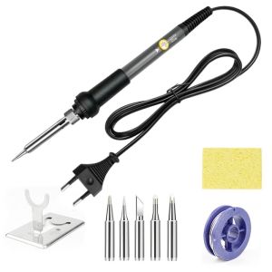 60W Adjustable Temperature Electric Soldering Iron EU 220V  Welding Iron Rework Station Heat Pen Tips DIY for Repairing