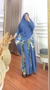 GAMIS MEDINA set hijab seruty babydoll printing dress muslim wanita gamis lebaran 2025