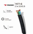 YAZAKI สายไฟ VCT-G 2 x 2.5/2.5 ( IEC53) VCT-G (มีสายกราวน์ในตัว ) ขนาด 2 x 2.5/2.5sqmm  สายกราวน์ สาไฟฟ้า ยาซากิ  spec yazaki สายอ่อนหลายความยาว  YAZAKI. 