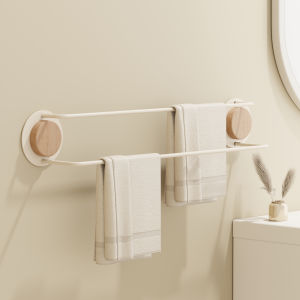 YUJIANG | Cream Style Suction Cup Bathroom Towel Rack Double Rod