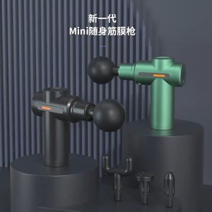 Mini Fascia Massager 6 Speeds With 4 Massage Heads LCD Screen Digital Display Home Relaxing Muscle Massager