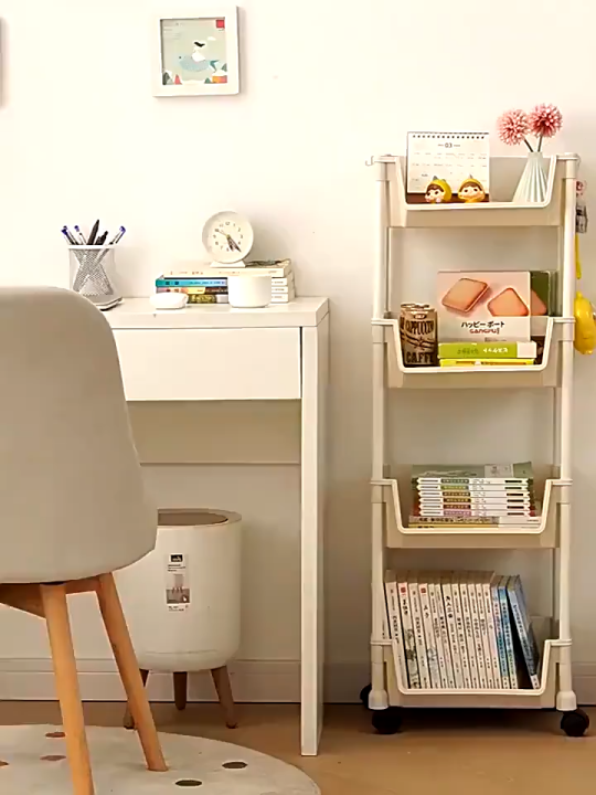 IKEA 2-5 Layers Storage Rack With Wheels Movable Book Shelf Rack Household Kitchen Shelf Rack
