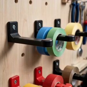 5Pcs Wall Mount Tape HolderTape Dispenser RackCorrosion-Resistant Storage BracketWorkshop Garage Pegboard Tool Organizer Hook